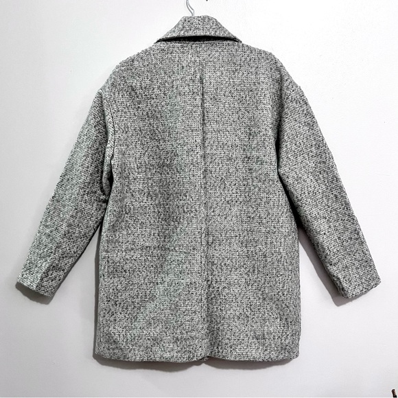 Avec Les Filles Herringbone Wool Blend Gray Cocoon Coat - Picture 12 of 16